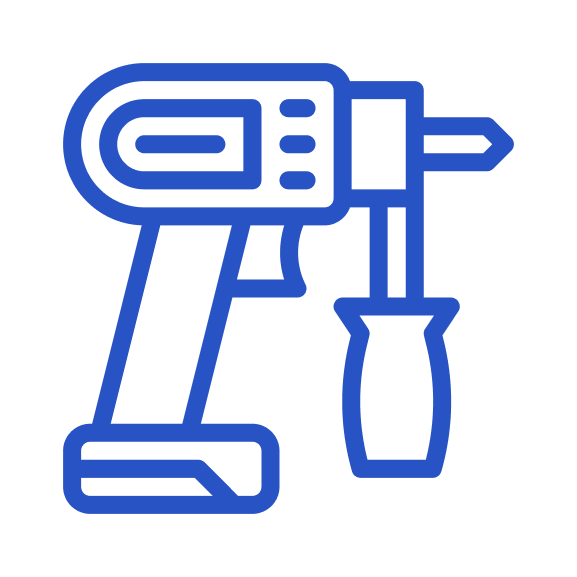 Power drill and screwdriver icon representing tools for roofing and remodeling projects at Executive Roofing.